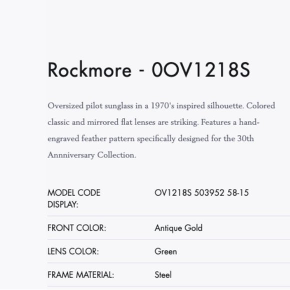 OLIVER PEOPLES ROCKMORE 58mm Sun MSRP$472 Antique Gold/Green Wash Great Reviews main image 12